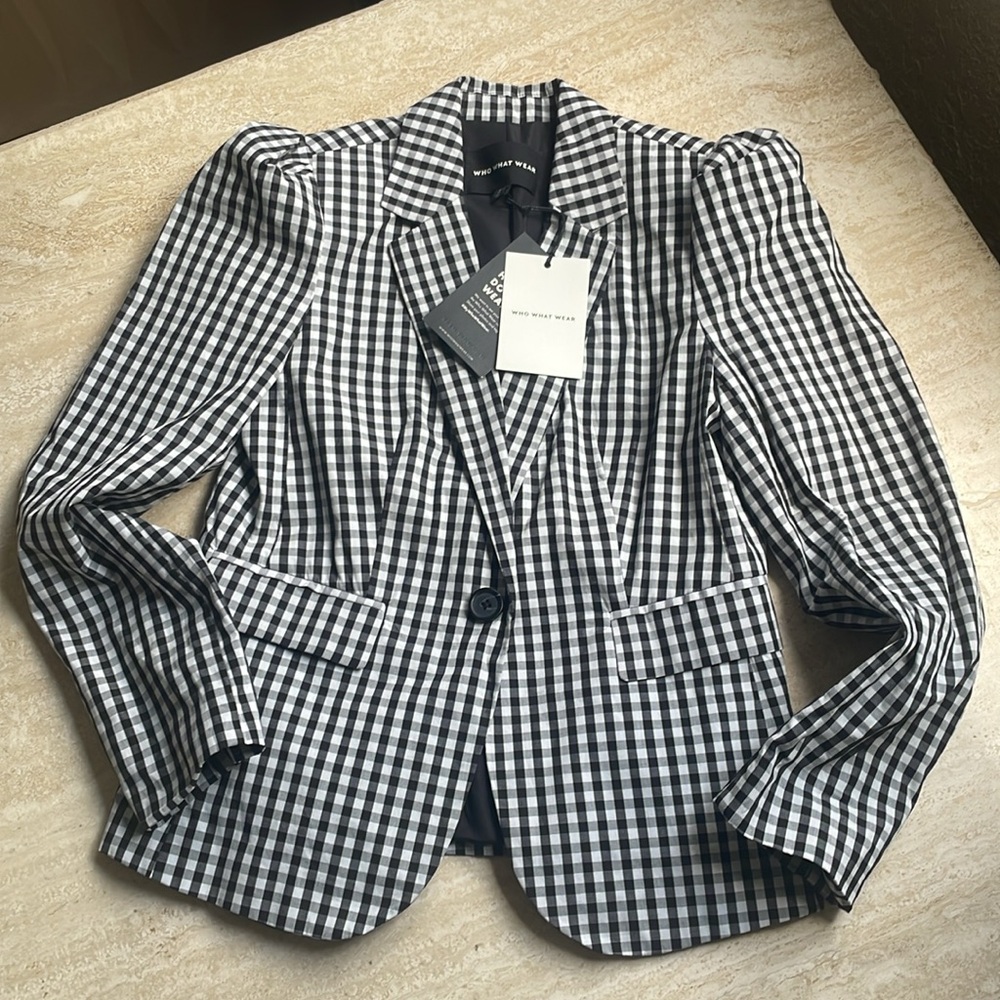 Who What Wear Monochrome Checkered Blazer